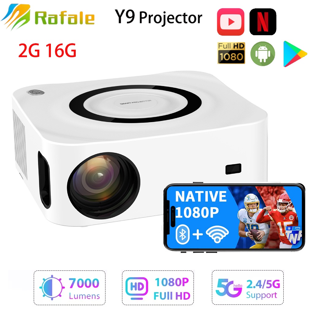 Y9 Portable 5G WIFI Projector Mini Smart Real 1080P Full HD Movie Proyector 200'' Large Screen