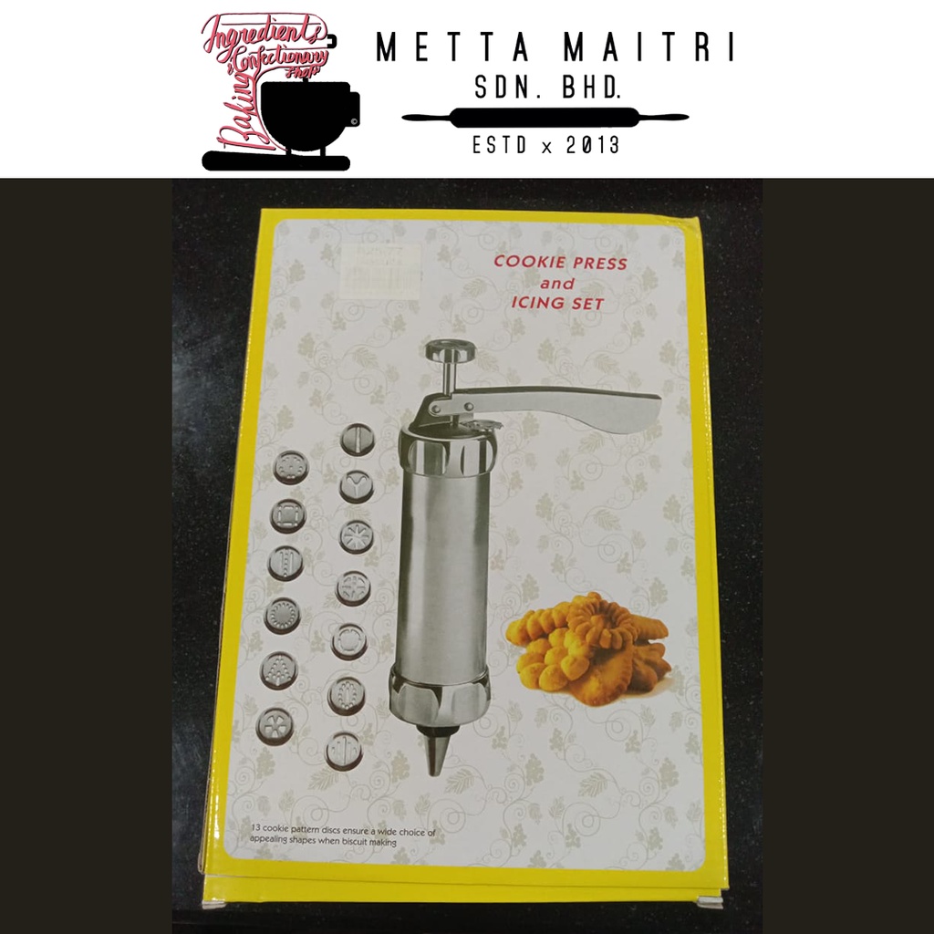 Metta Maitri Cookie Stainless Steel Press Icing Set Baking with 13