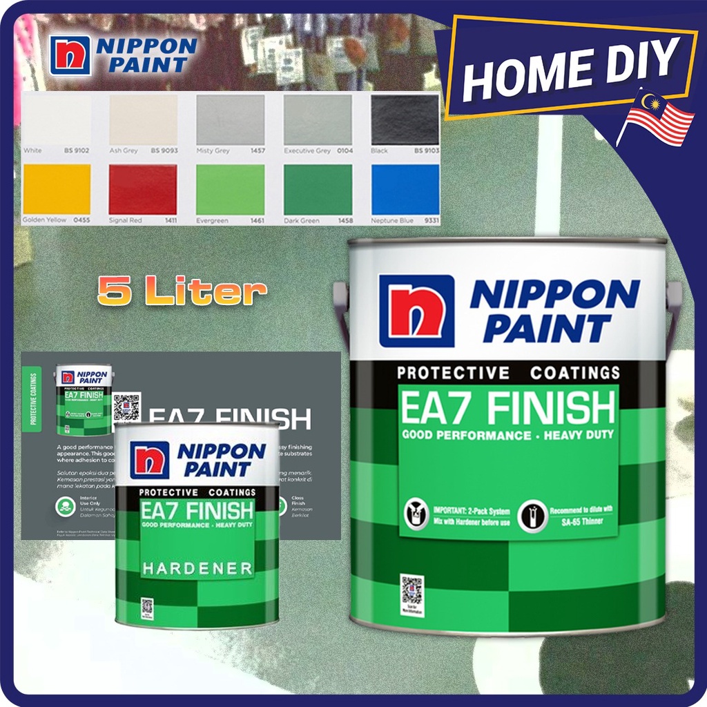 5L NIPPON PAINT EA7 EPOXY FLOOR PAINT/CAT LANTAI SIMEN/2.5L NIPPON