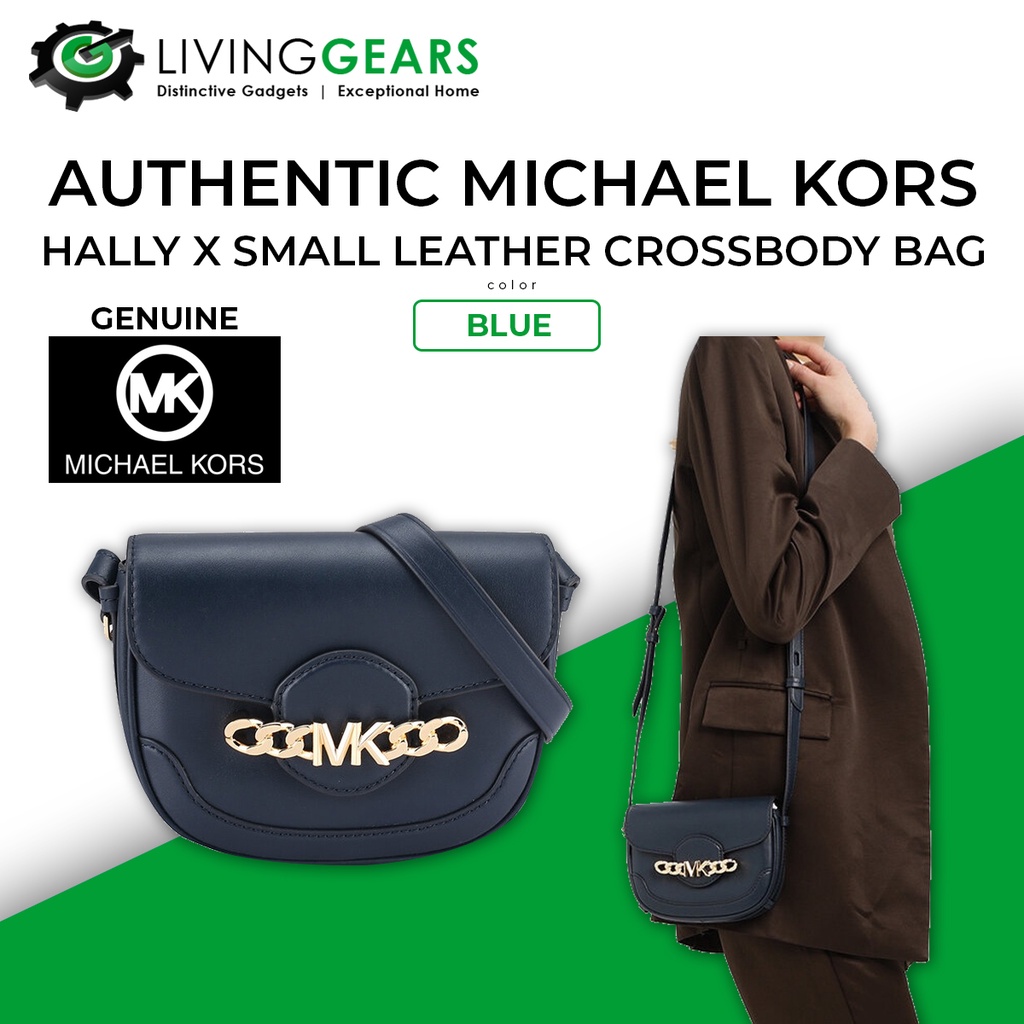 Authentic Michael Kors Hally X Small Leather Crossbody Bag (Blue