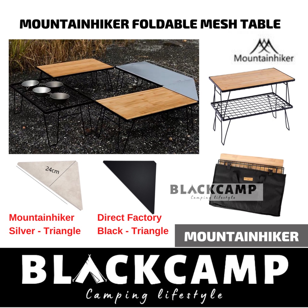 Mountainhiker Foldable Steel Mesh Camping Table with Bamboo Board Stackable Organize Rack