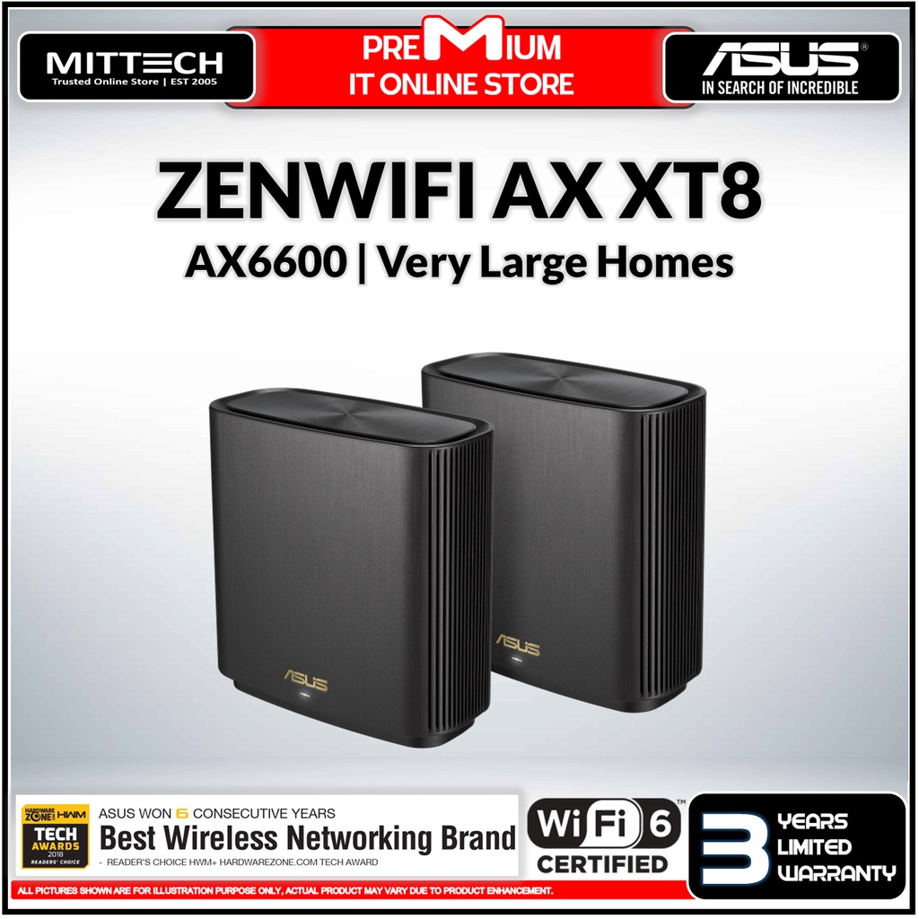 Asus Zenwifi Ax Xt8 Ax6600 Wifi 6 Whole Home Aimesh System Router 2 Packs Black White