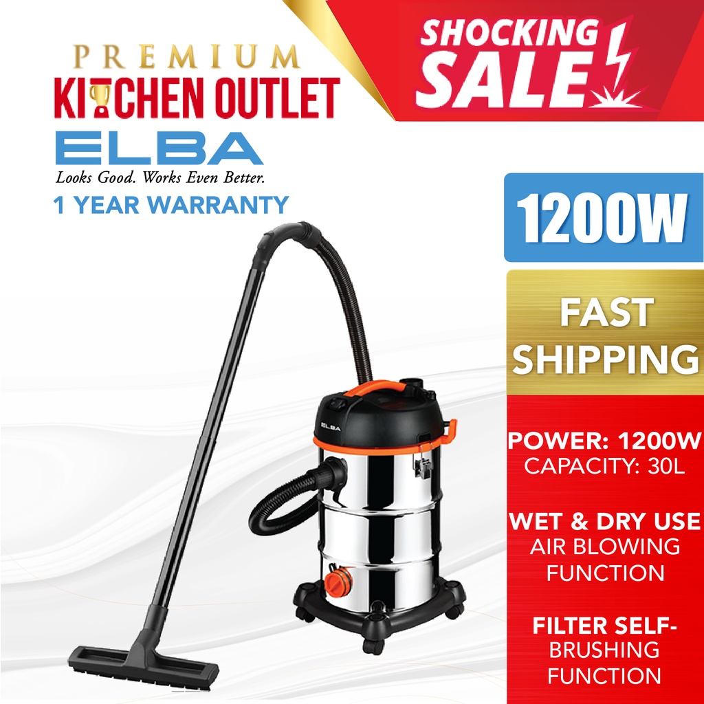 Elba 1200W 30L Wet & Dry Vacuum Cleaner with Air Blowing Function EVC ...