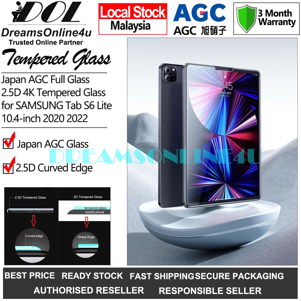 PsDs Japan AGC Glass 2.5D 4K UHD Zero Fingerprint Flagship Tempered Glass Screen Protector Samsung Tab S6 Lite 10.4 P610