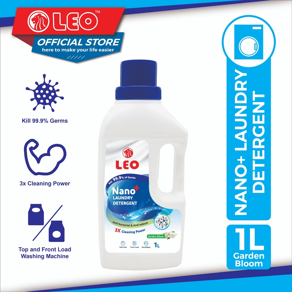 Leo Nanoplus Antibacterial Laundry Liquid Detergent 1L Garden Bloom