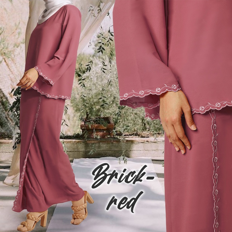 Afya Sulam Cey Crepe Kurung Moden Tunang Nikah Bridesmaid Murah