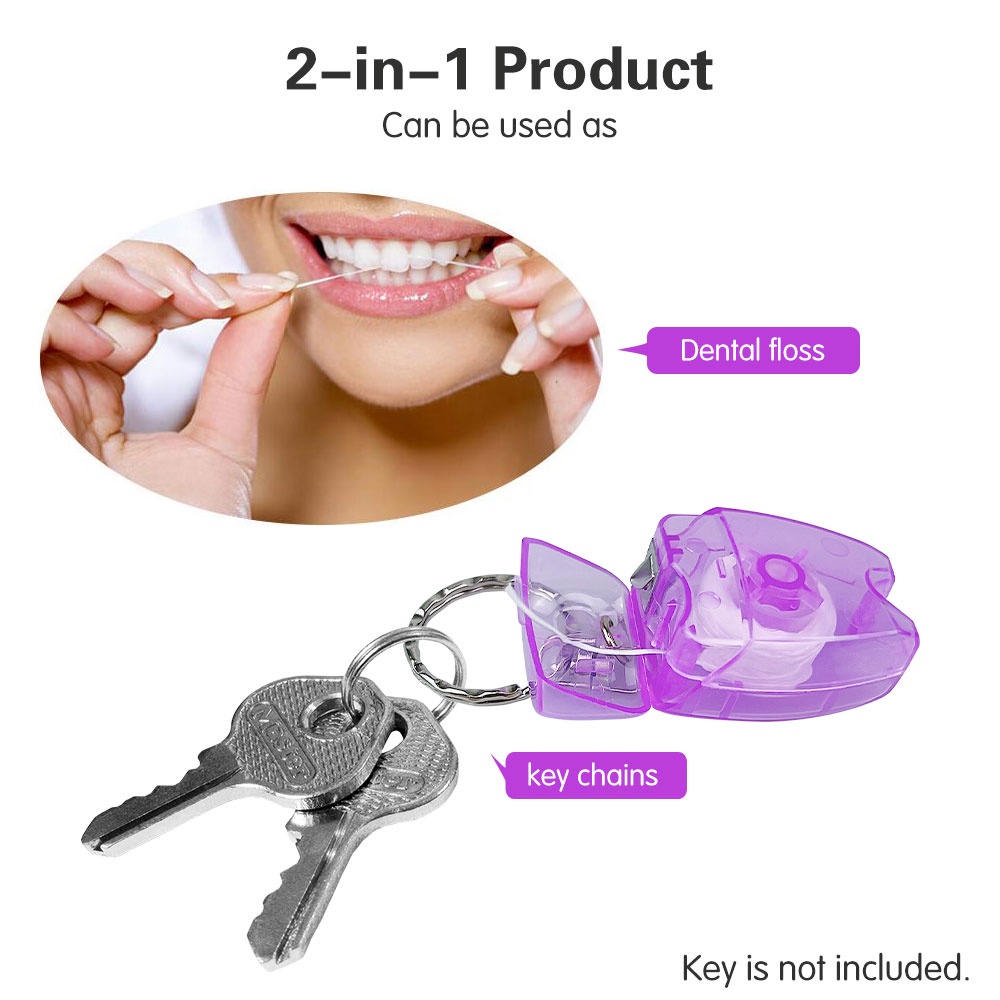 100pcs Dental Floss Keychain Portable Key Chain For Gum Care Teeth Cleaning Oral Care Oral Hygiene Tool