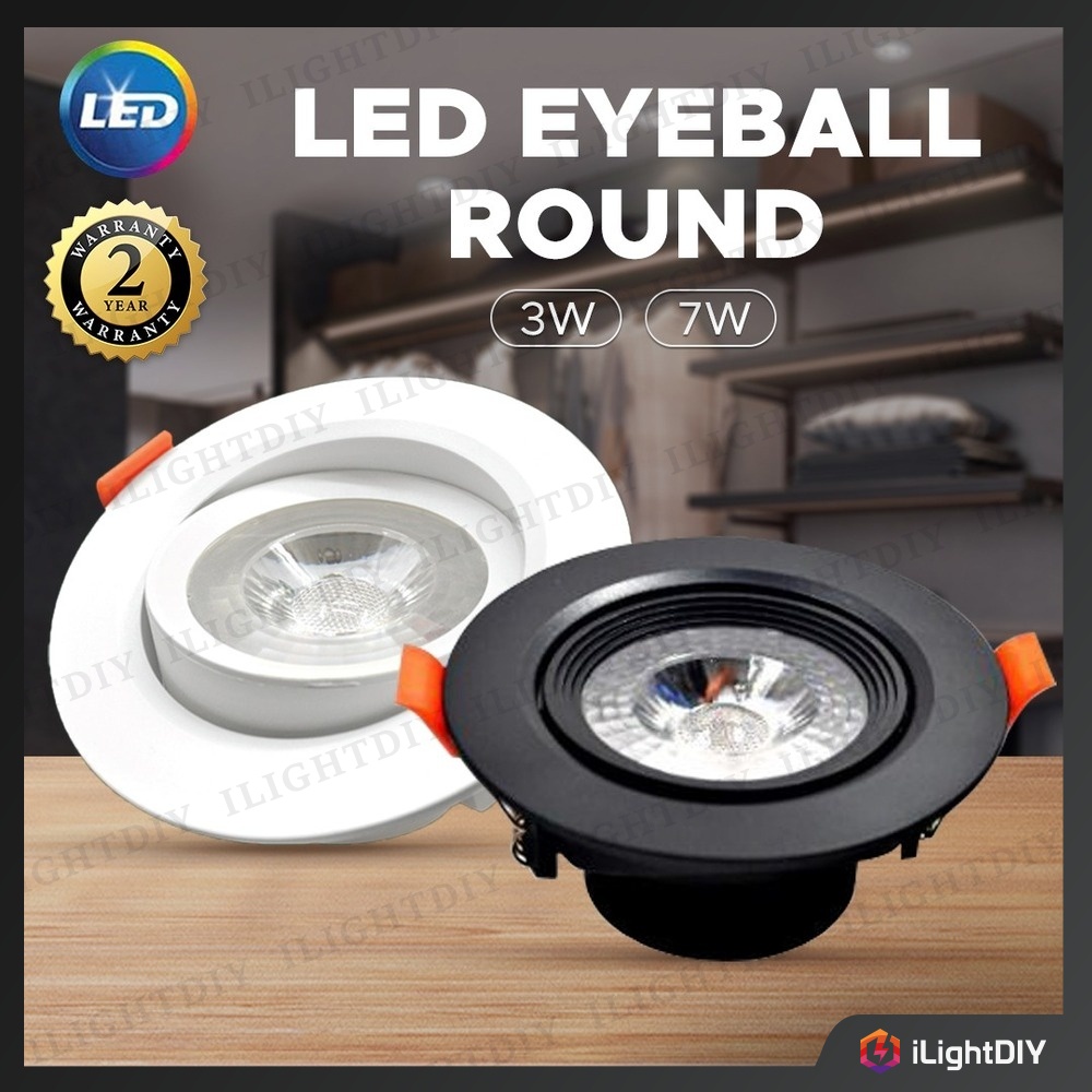 LED EYEBALL 3W/7W BLACK/WHITE LED RECESSED SPOTLIGHT 240V 3 COLOR LED EYEBALL LIGHT