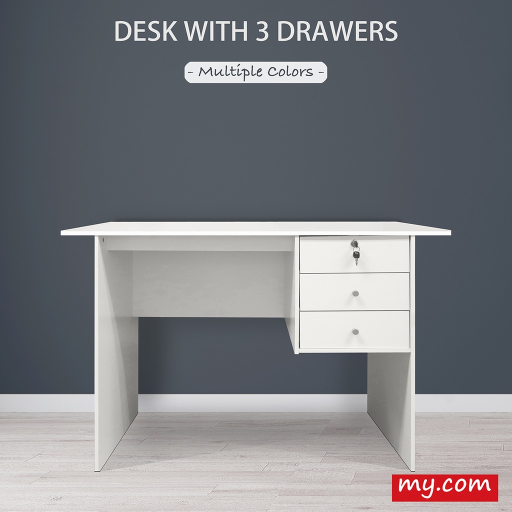 *READY STOCK* 4ft Study Desk Writing Table Meja Belajar 3 Drawers Study