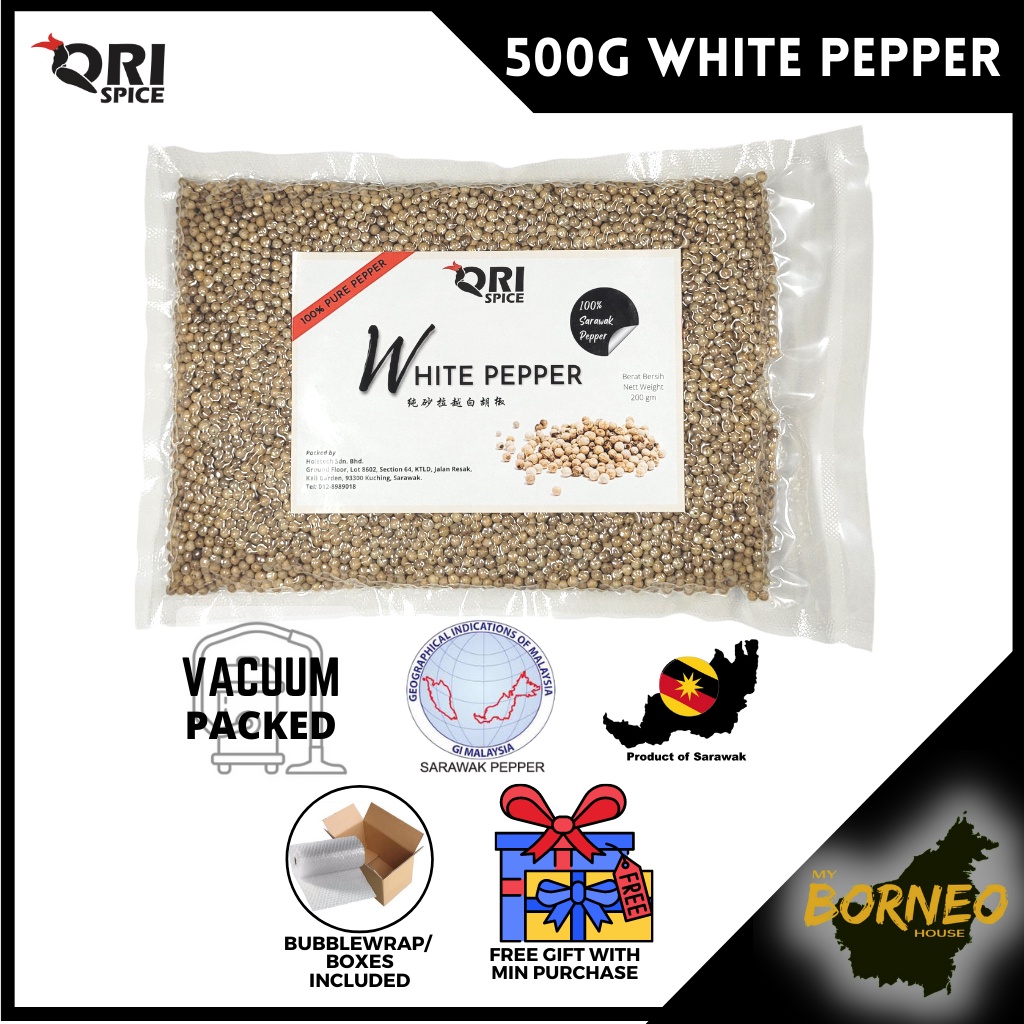 [READYSTOCK] 100% Pure 纯真够辣 500g Sarawak White Pepper Peppercorn Berry Spice / Biji Lada Putih Sulah / 砂拉越白胡椒粒 -OriSpice