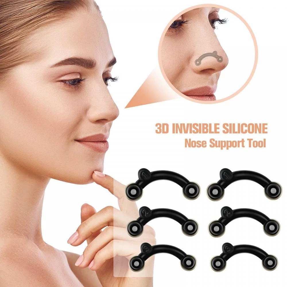 6Pcs Stereoscopic Appliance For Nasal Bridge Collapse Physical Plastic Painless Beauty Tools Invisible Cosmetic Nose Clip