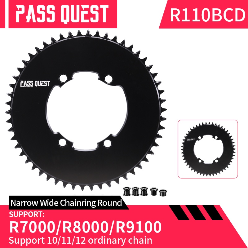 PASS QUEST R9100 Oval Road Bike Chainring Crankshaft Closure 110BCD 46T-58T Narrow Wide Chainring Ring for shimano R7000 R8000 R9100