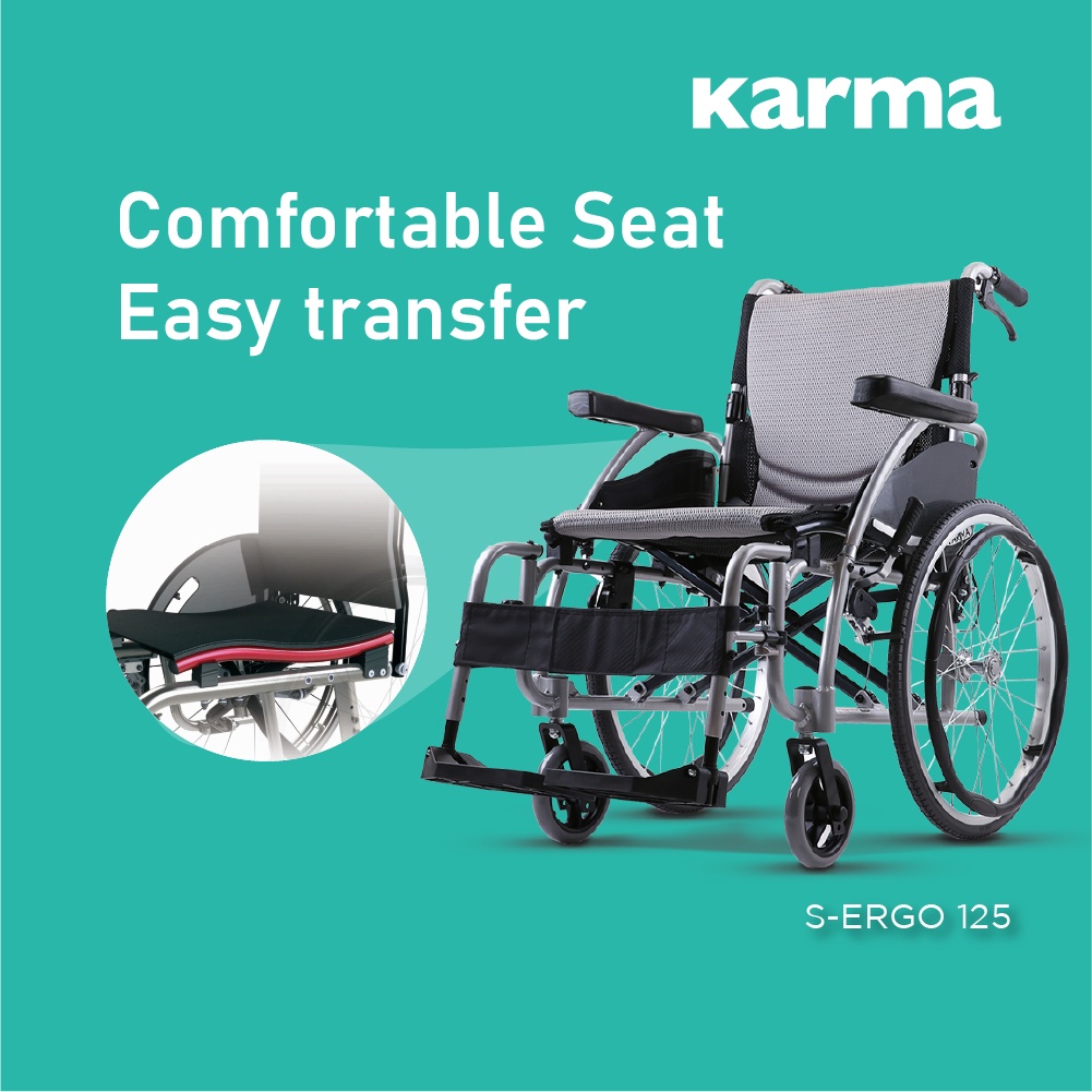 Karma S-Ergo125_Q24 Aluminum Lightweight Wheelchair Wheel chair Kerusi Roda Light weight Ringan Foldable Portable 超轻 轮椅