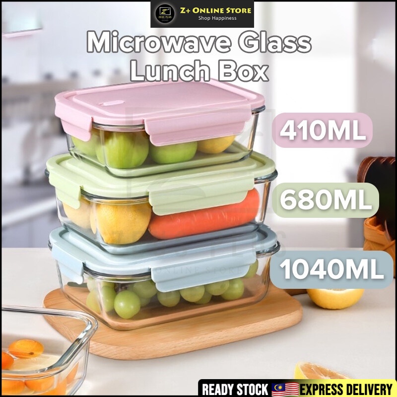ZPLUS Rectangle High Borosilicate Glass Lunch Box Glass Container Microwave Safe Glass Food