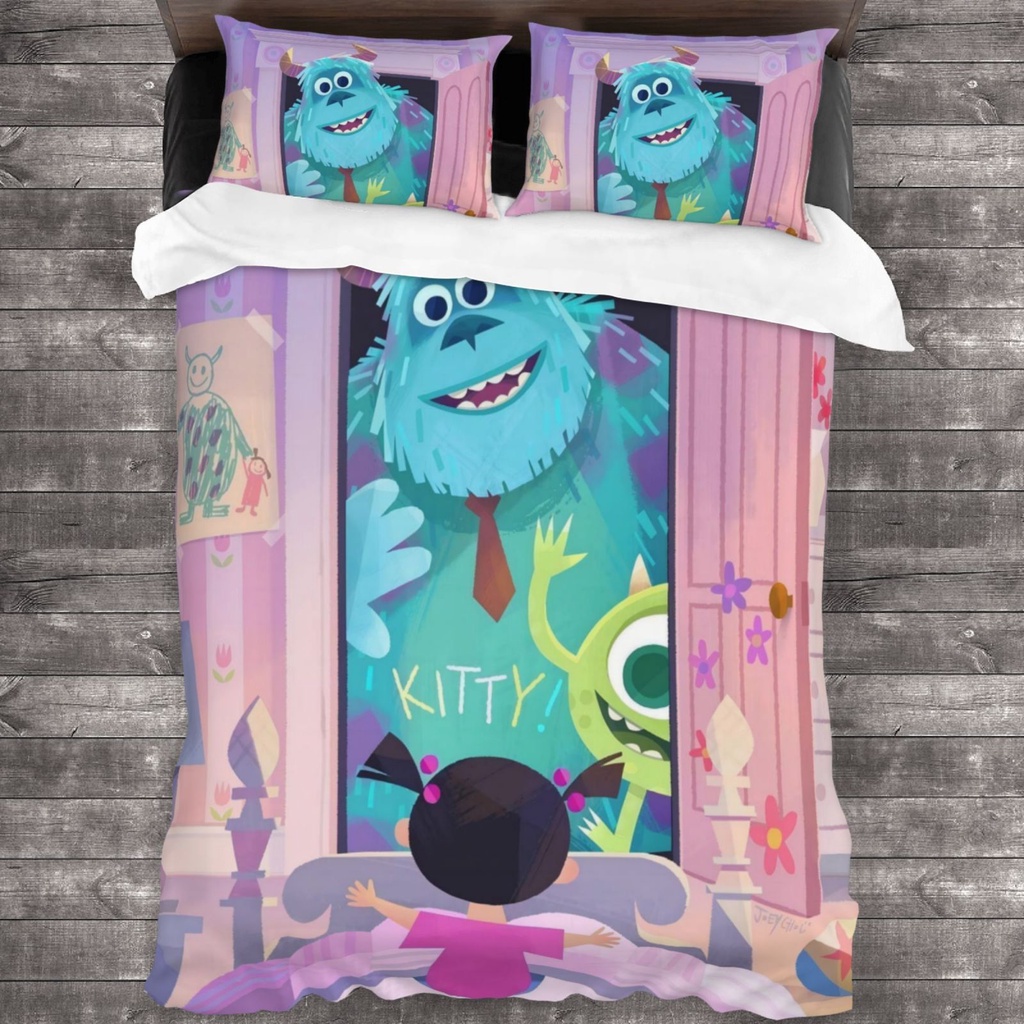 3 in 1 Disneys Monsters Inc 3-Piece Bed Sheets Set 3D Print Cartoon