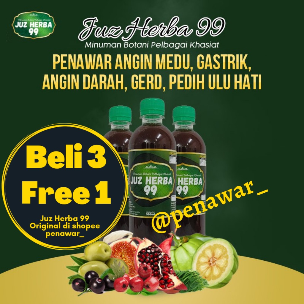 Tolak angin dalam badan jus herba 99 anxiety gerd gastric medu pedih ulu hati gastrik sakit perut senggugut jadi juz