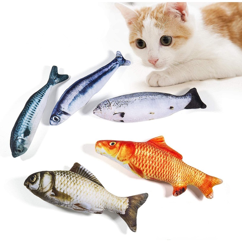 pet plush toy cat fish toy catnip interactive chew toys