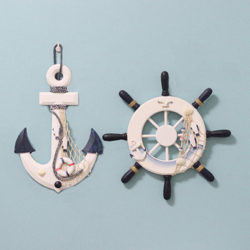 New 32CM The rudder decoration Wooden Rudder steersman steering Marine Wall Boat Ship Rudder Nautical Wall Marine Decor home