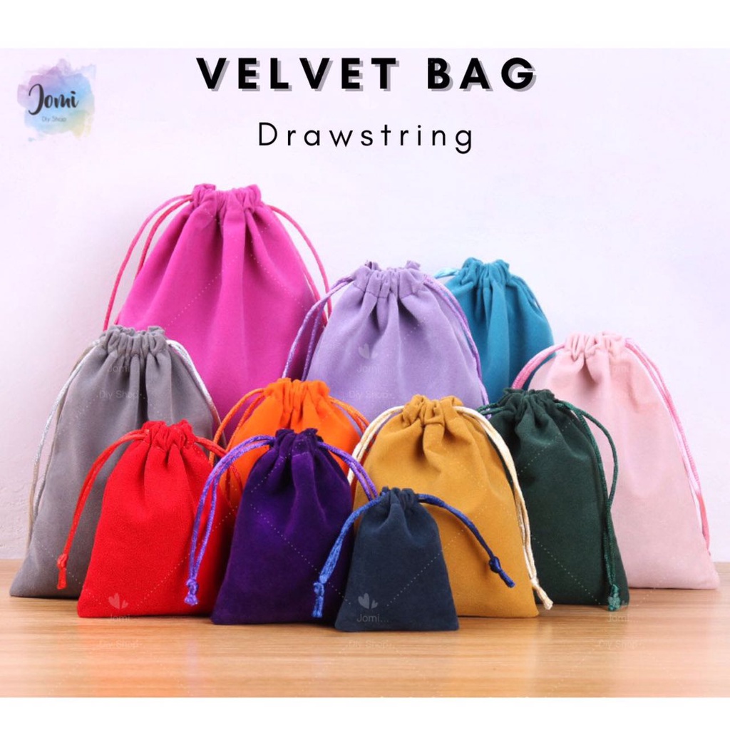 -Ready StockVelvet Bag Drawstring Trendy Velvet Jewelry Ornaments Beam Mouth Small Cloth Packaging Pouch Pendulum Bag
