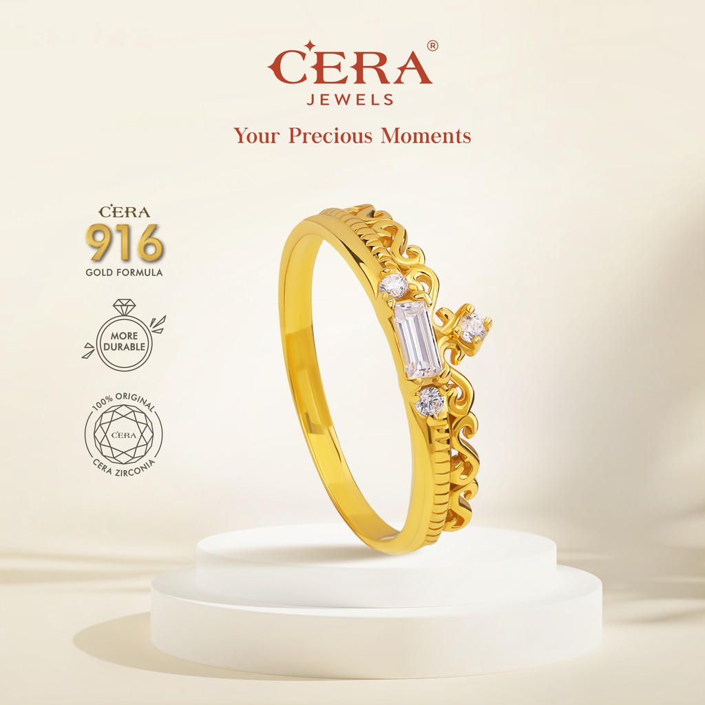 Cera 916 Gold Rings Tiaras Crown Ring CR9006-K