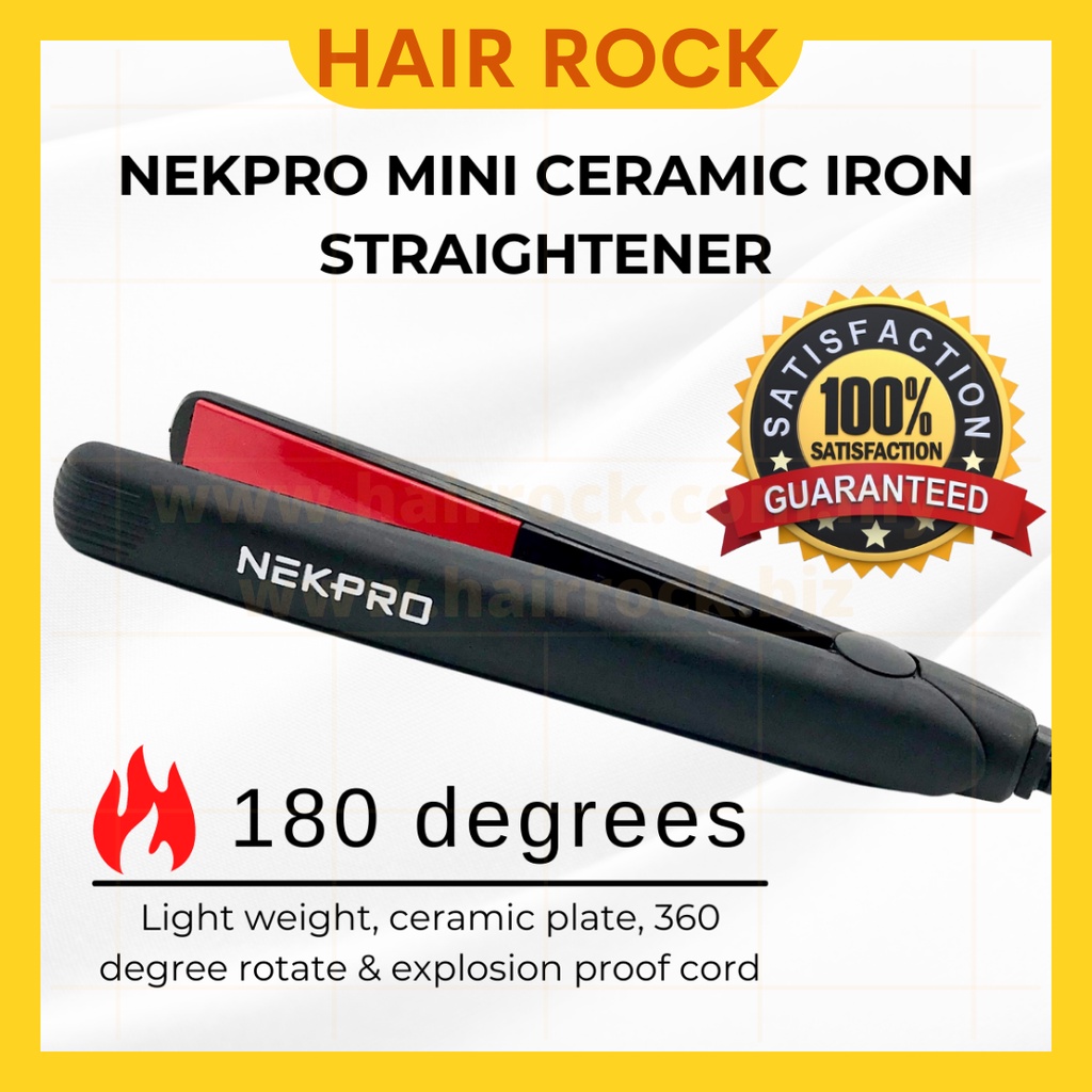 NEKPro Mini Ceramic Iron Straightener Portable Travel Size Compact Mini Iron