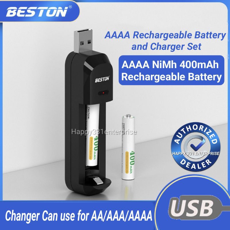 Genuine BESTON AAAA 1.2v NiMH Rechargeable Battery And USB Charger Set ...