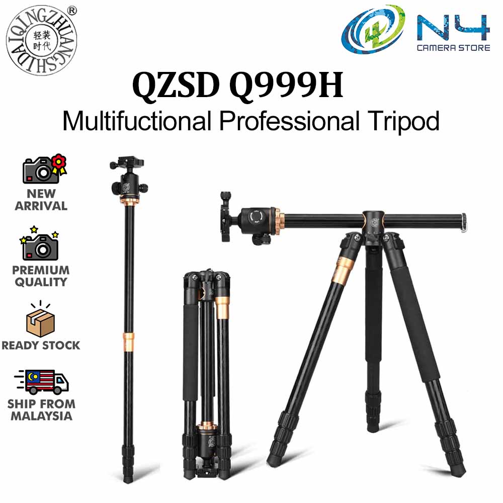 QZSD Q999H Multifunction Aluminium Horizontal Camera Tripod Monopod