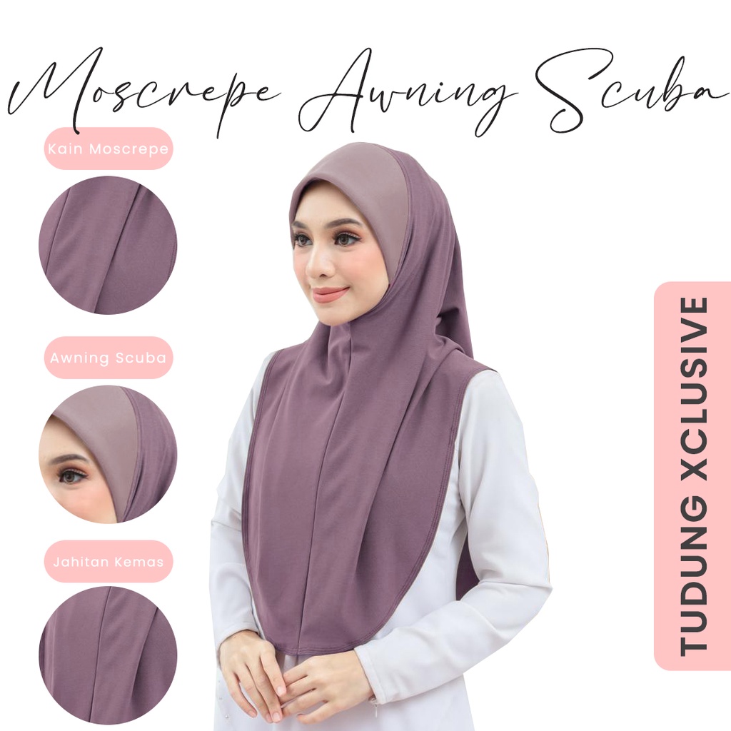 Tudung Sarung Mosscrepe Plain Awning Scuba Size M/L/XL
