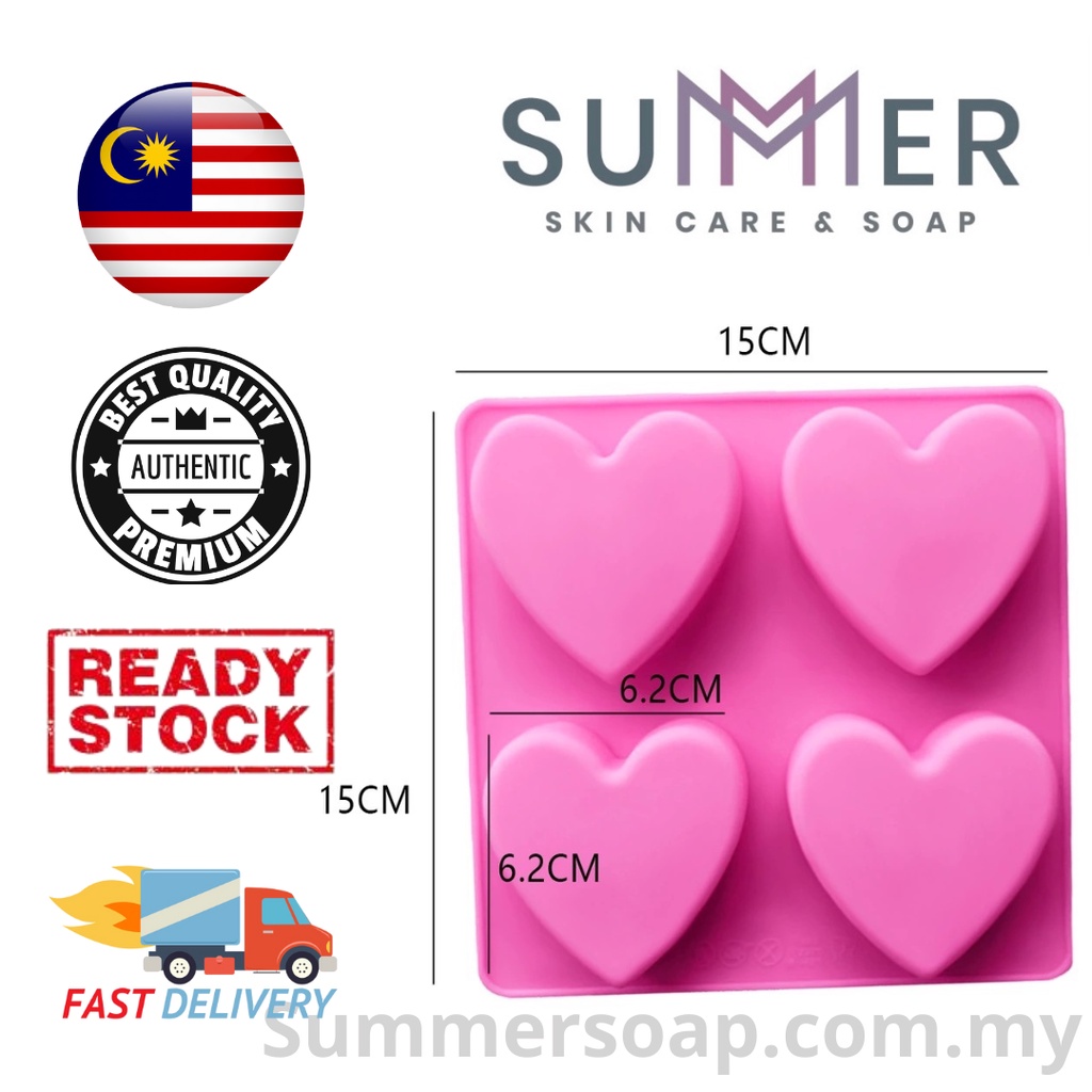 4 Cavity Heart-Shaped Love Silicone Mold Valentine's Day Chocolate Jelly Soap Mold Love Shape 4 Cavity SM015