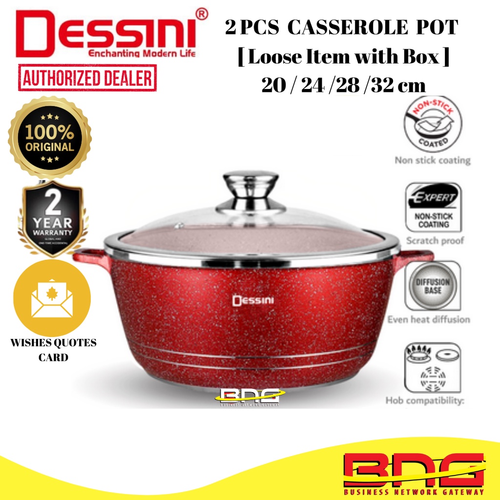 DESSINI Cookware Loose Items Casserole Non Stick Pot Bowl Pan with Cover Set Periuk Desini  Disini 20 / 24 / 28 / 32 cm