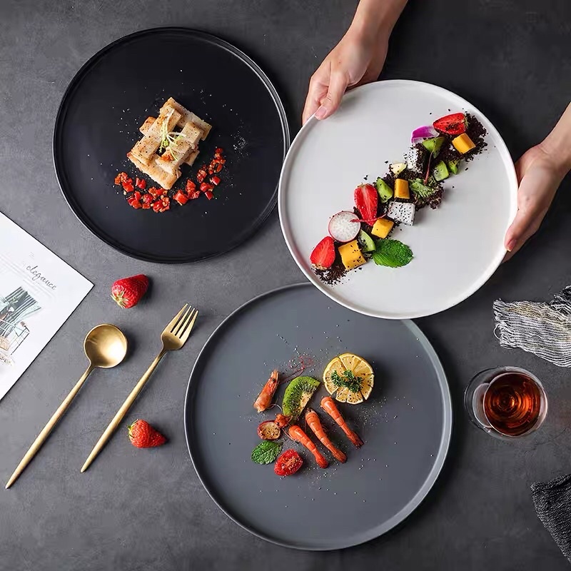 Melamine Pizza Round Plate Dinner Dish Western Food Serving Pasta Spaghetti Dessert Pinggan Mangkuk Makan Hidangan Lauk