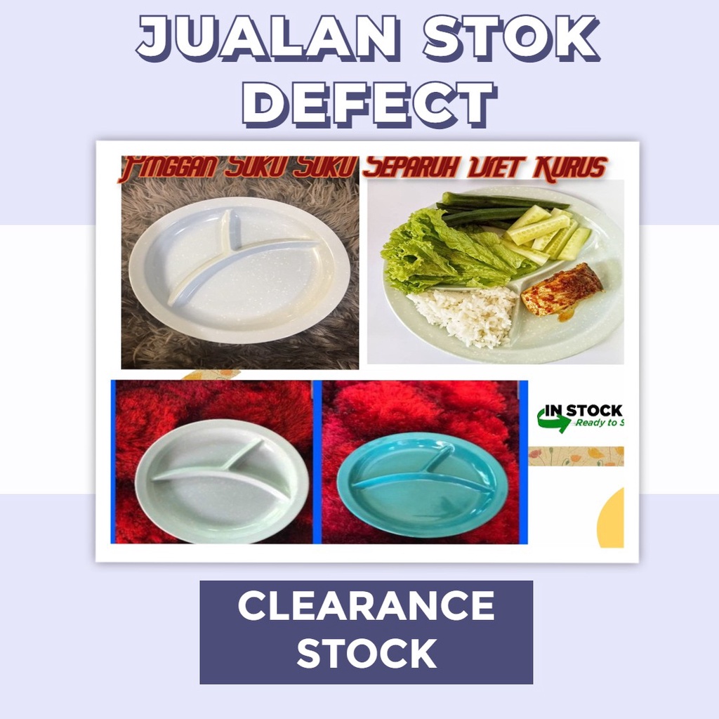 [?DEFECT ITEM?] CLEARANCE STOCK PINGGAN DIET SUKU SUKU  SEPARUH FOOD PLATE DIET PLATE KURUS