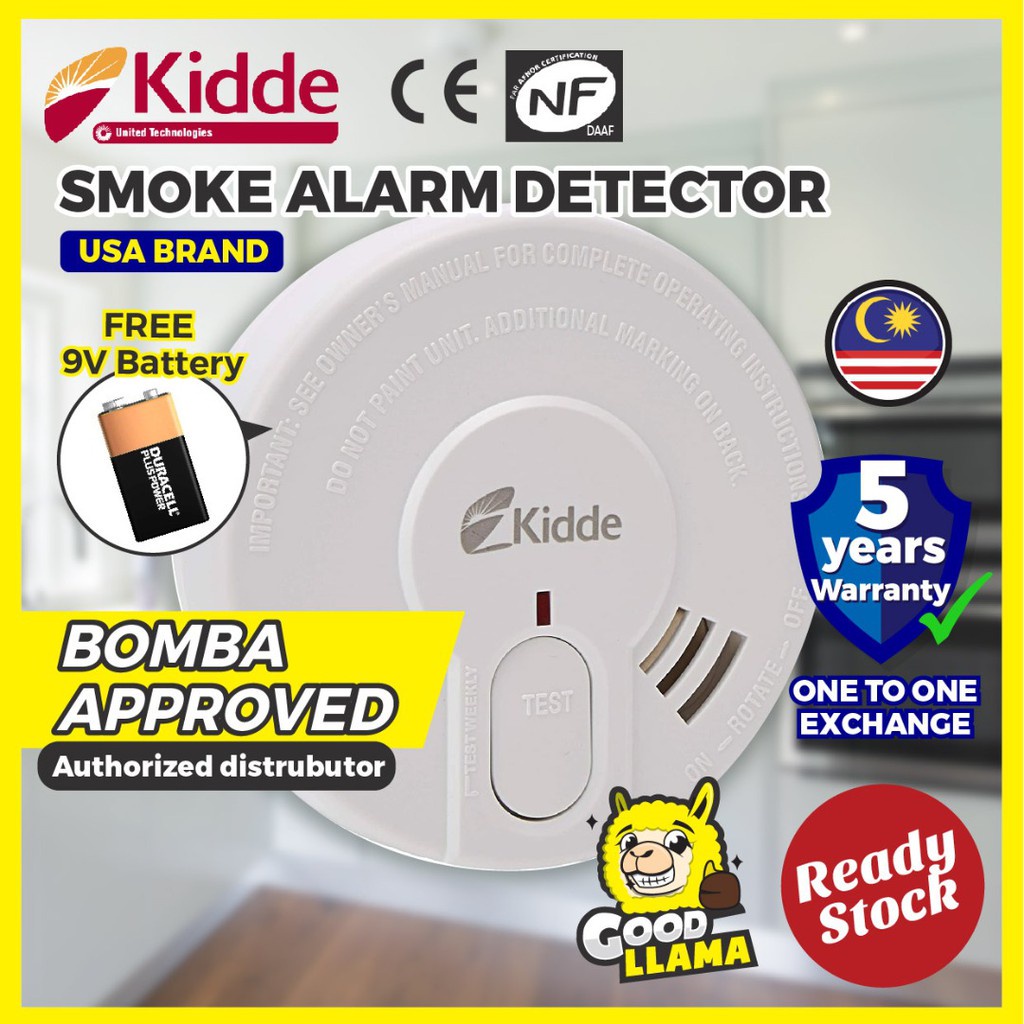 GOOD LLAMA Original Kidde Smoke Detector with FREE 9V Battery Design in USA Smoke Alarm Fire Safety