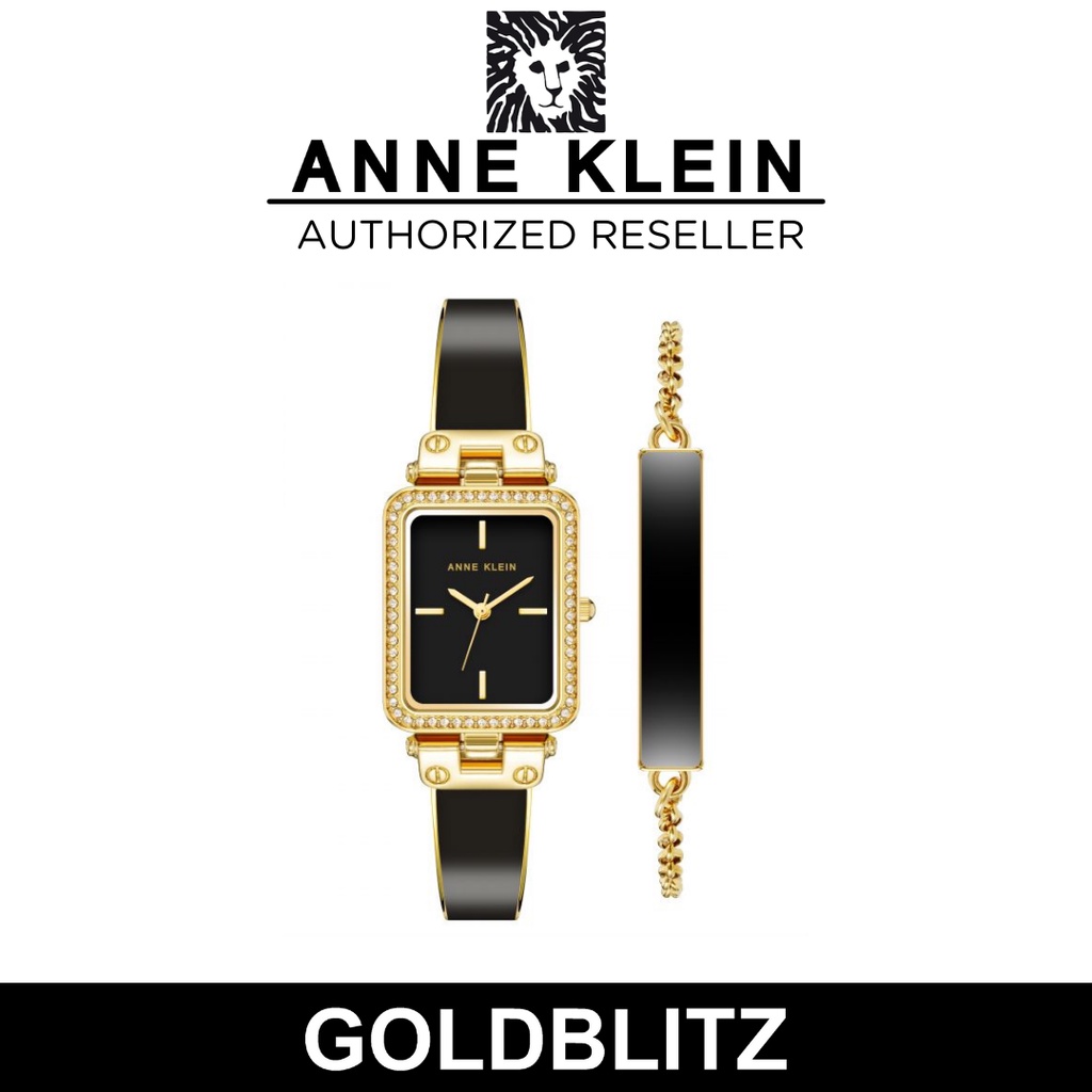 Anne Klein AK3898BKST Women Rectangle Black Watches Shopee Malaysia