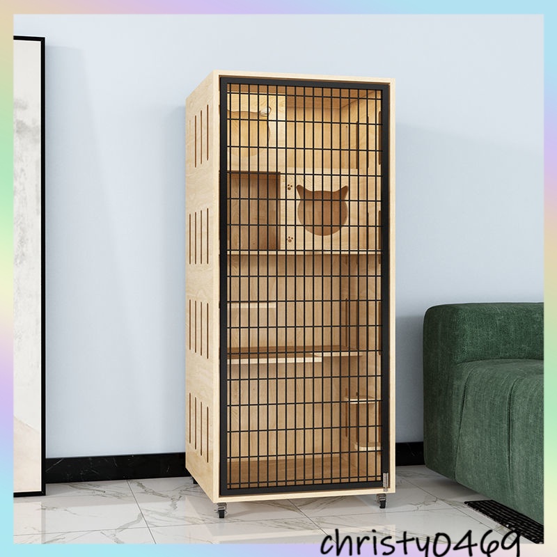 Cat cage cat villa solid wood cat house breeding foster cat cat ...