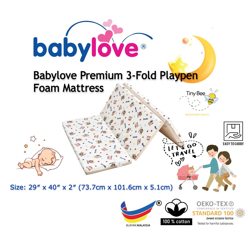 Babylove 3Fold Playpen Foam Mattress (Suitable for Travel) Shopee