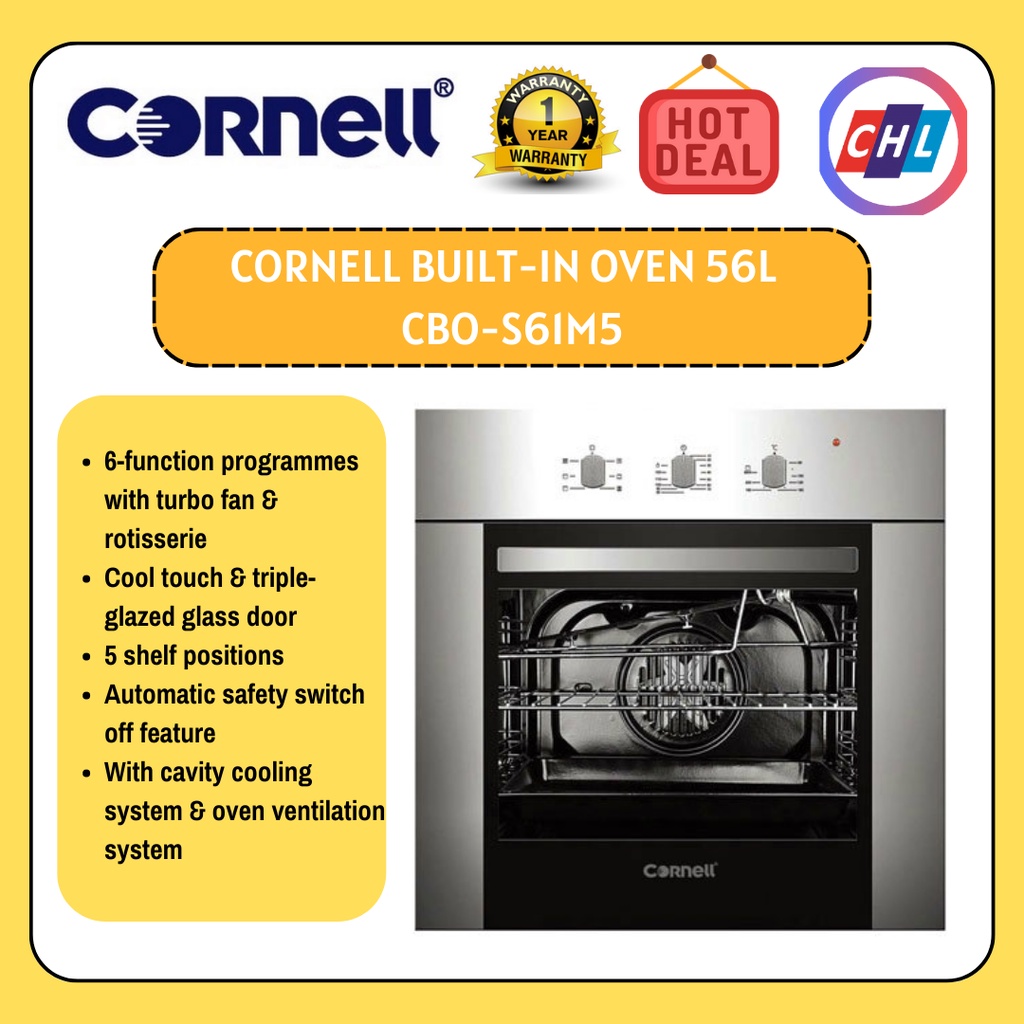 CORNELL (HOT DEAL + READY STOCK) BUILTIN OVEN 56L CBOS61M5 CORNELL WARRANTY MALAYSIA