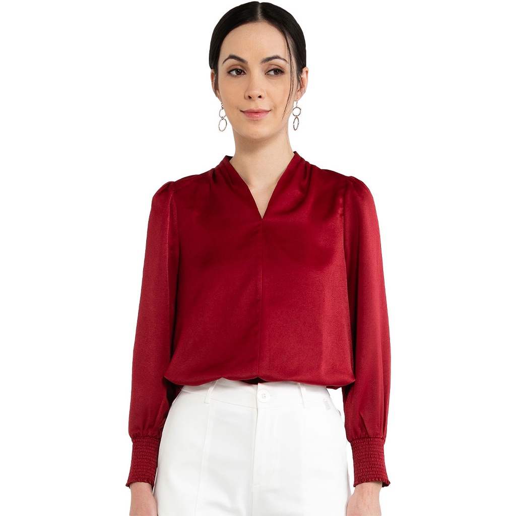 ELLE Apparel VNeck Long Sleeves Blouse EC200503A092212 Shopee Malaysia