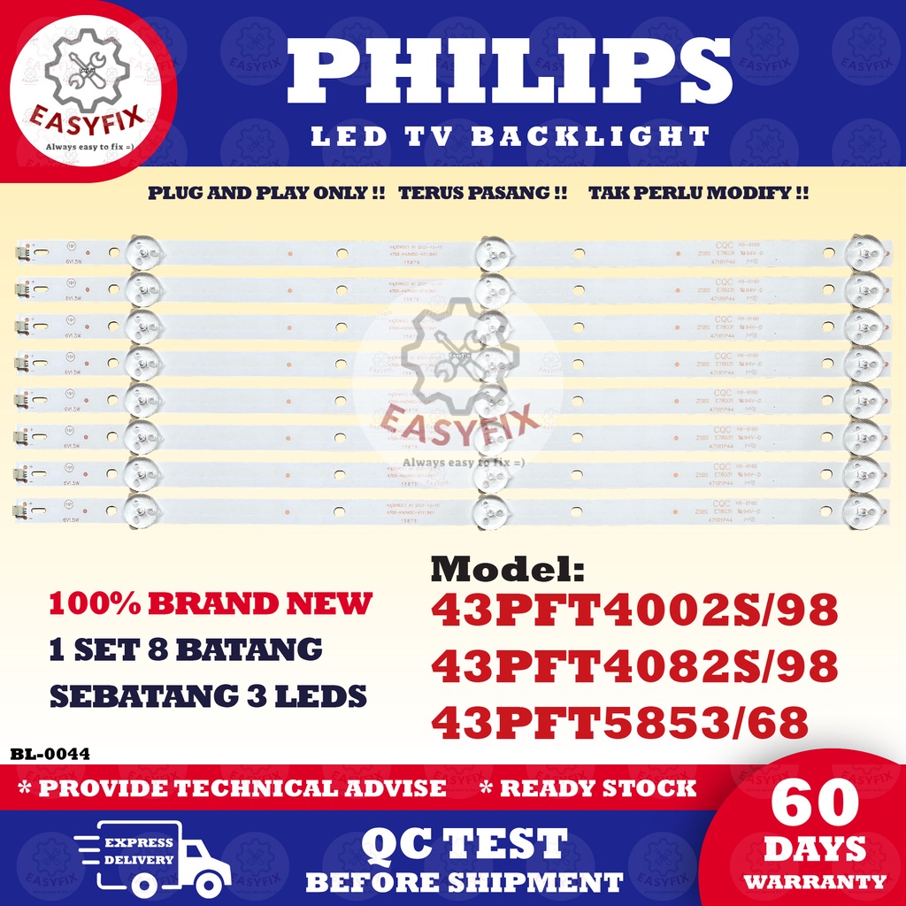 43PFT4002S/98 / 43PFT5853/68 / 43PFT4082S/98 PHILIPS 43 INCH LED TV BACKLIGHT LAMPU TV 43PFT5853 43PFT4002S 43PFT4082S