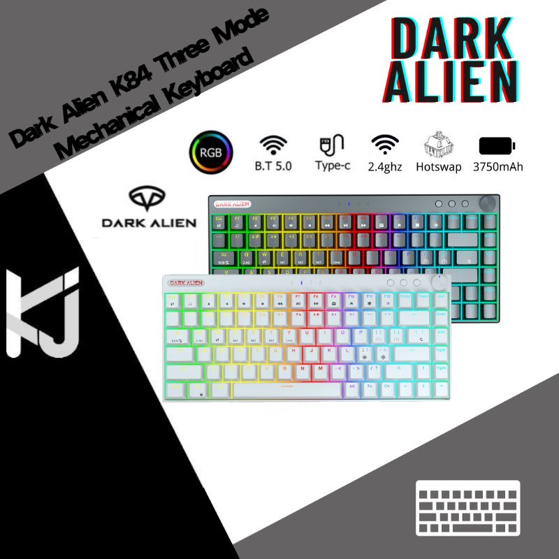 Dark Alien K84 Mechanical Keyboard RGB Hotswappable｜Tri-Mode｜Bluetooth｜USB Type C｜2.4ghz