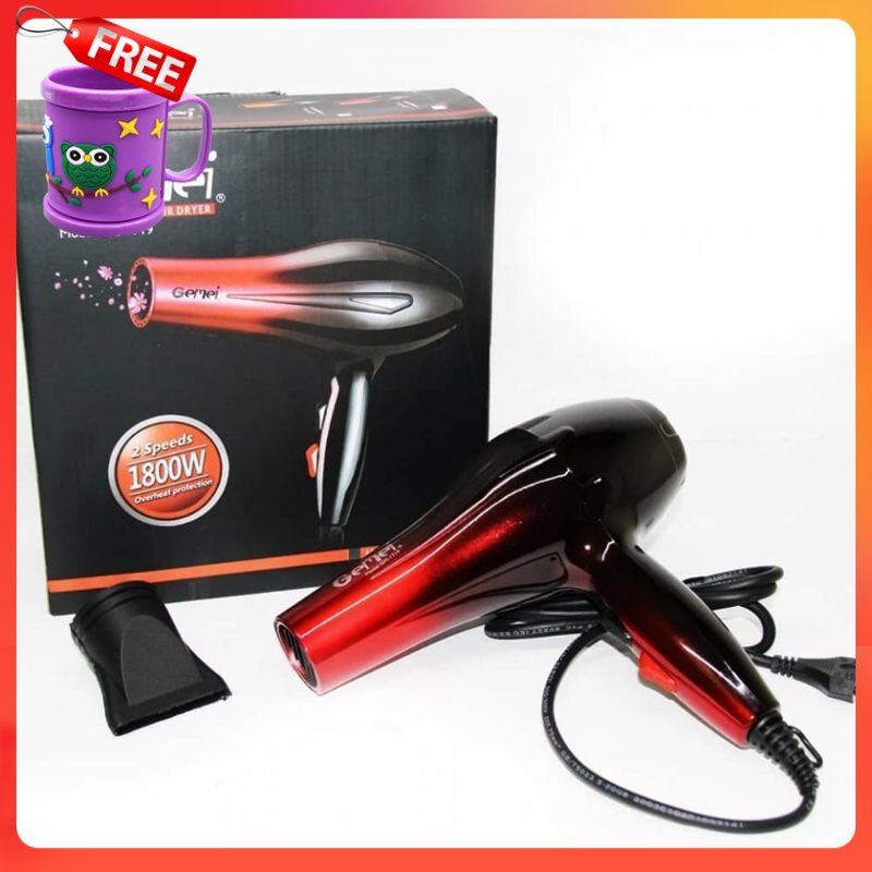 FREE GIFT Original Gemei GM-1719 Professional Hair Dryer 2 Speeds 1800W Overhead