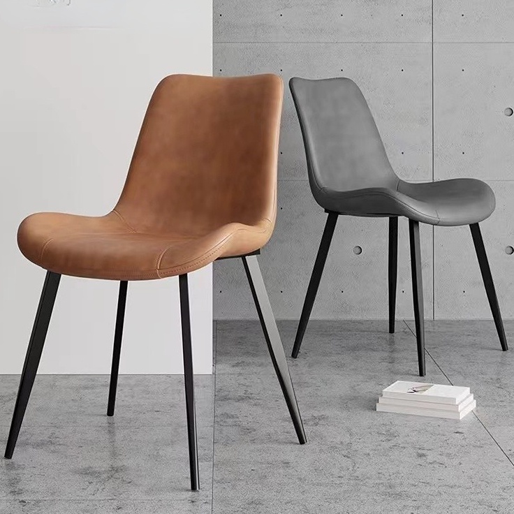 Nordic dining chair stool Backrest chair Ikea leather chair Bedroom ...