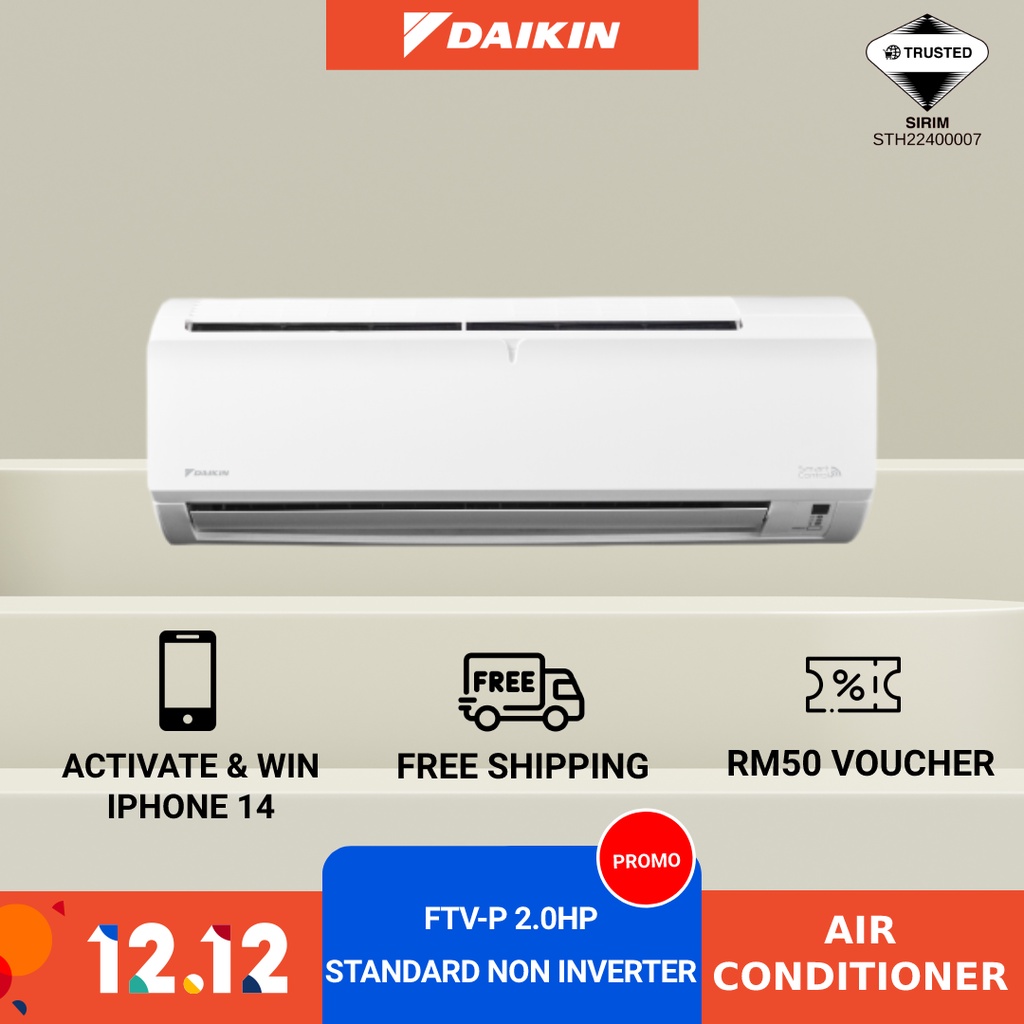DAIKIN Standard Non Inverter Air Conditioner FTVP R32 (2.0HP) FTV50PB