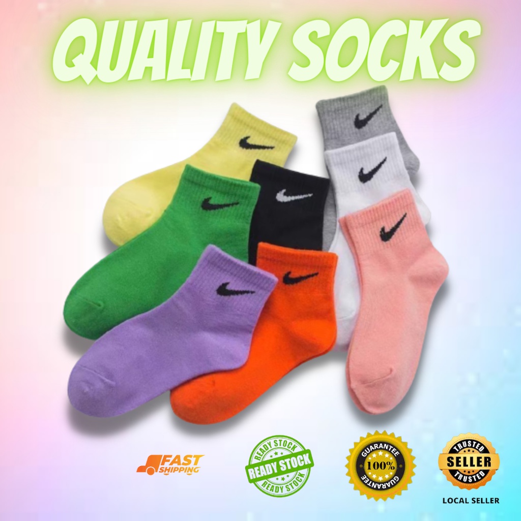 Sarung Kaki Budak 1-12 thn Stokin Jenama Nike Warna Hitam Casual Kid Socks Nike Branded Stokin Cotton Kid Black Socks