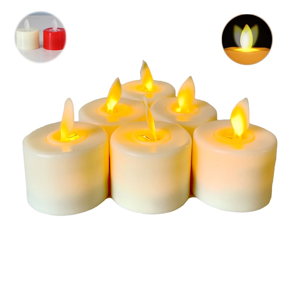 6x Battery Operated Led Tea Lights Small Fake Votive Candles with