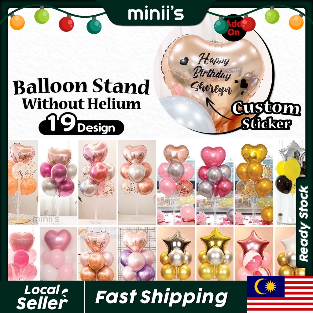 Miniis Custom Name 7 in 1 Plastic Balloon Stand Latex Balloon Foil Balloon WITHOUT HELIUM GAS