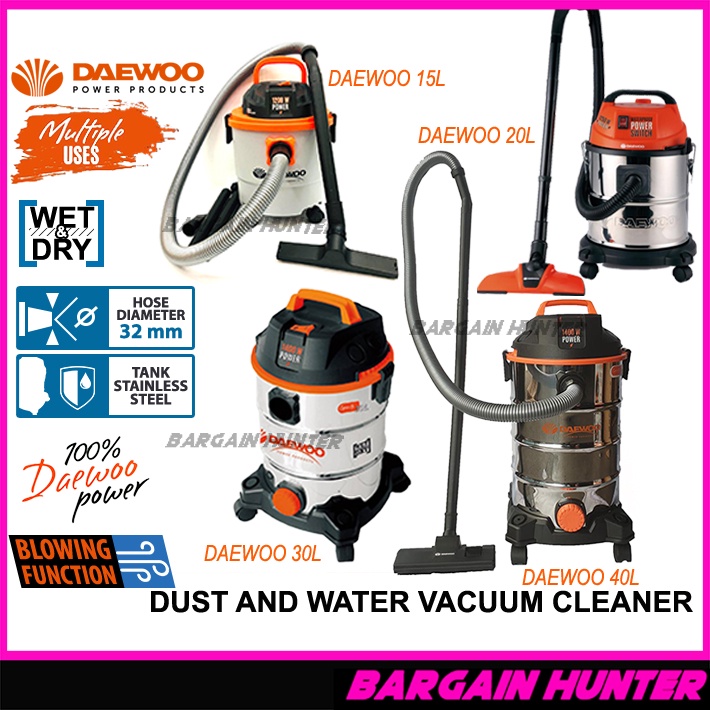 DAEWOO VACUUM CLEANER 15L 20L 30L 40L WET AND DRY 1200W 15L 1250W 20L