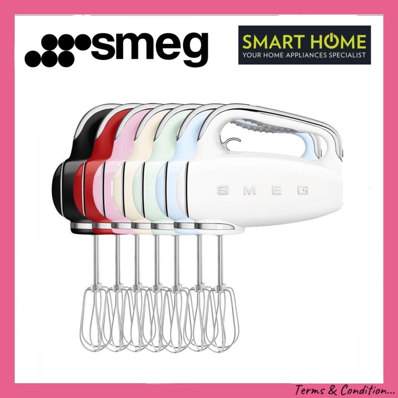 Smeg - HMF01 - Electrical Hand Mixer / 9 Speeds / Backlit LED / Multi Function Mixing Whipping Whisk Egg Beater