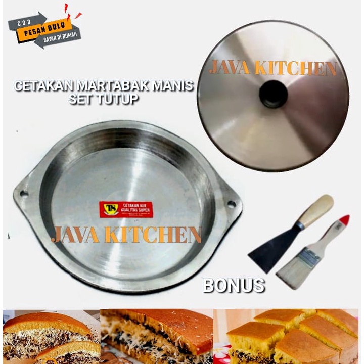Sweet martabak mold / Sweet martabak cake pan bangka terang bulan LID SET Sizes 25, 22, 20 and 18cm Bonus spatula and brush