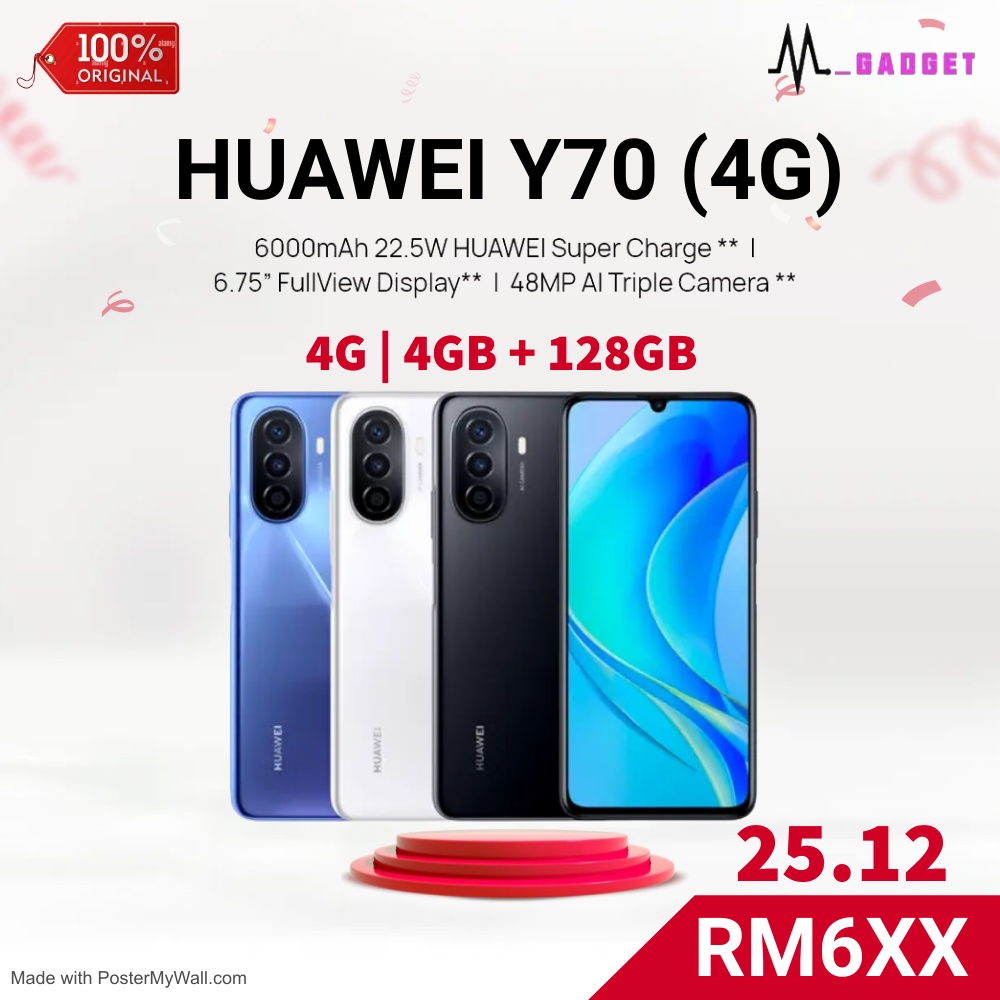 Huawei Nova Y70 4gb128gb 675 Fullview Display 6000mah Huawei